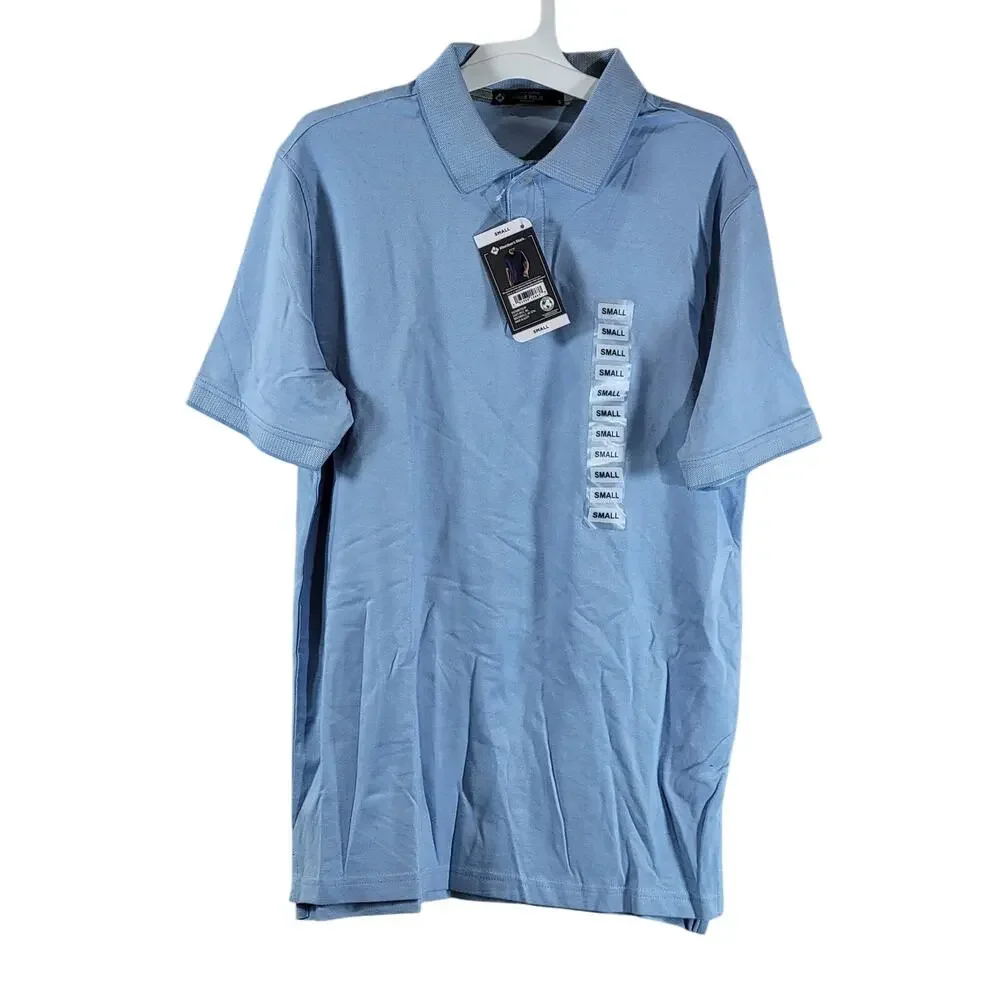 Members Mark Men's Pique Polo Shirt, Blue, Size S, NWT
